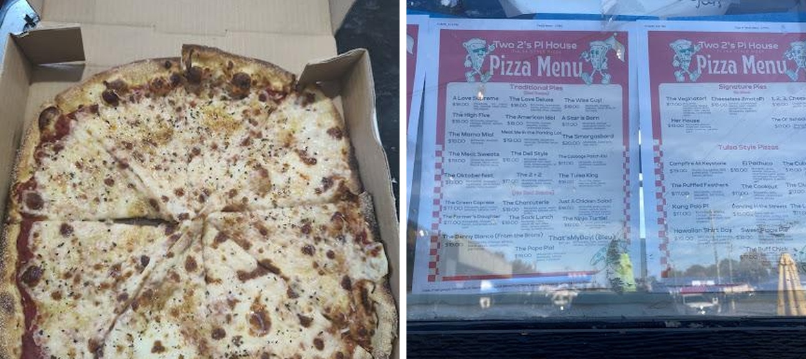 Two 2's Brick Oven Baked Pi House Menu